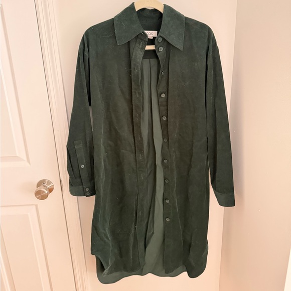 NWT COS Corduroy Midi Shirt Dress size 4 Dark green - Picture 4 of 6